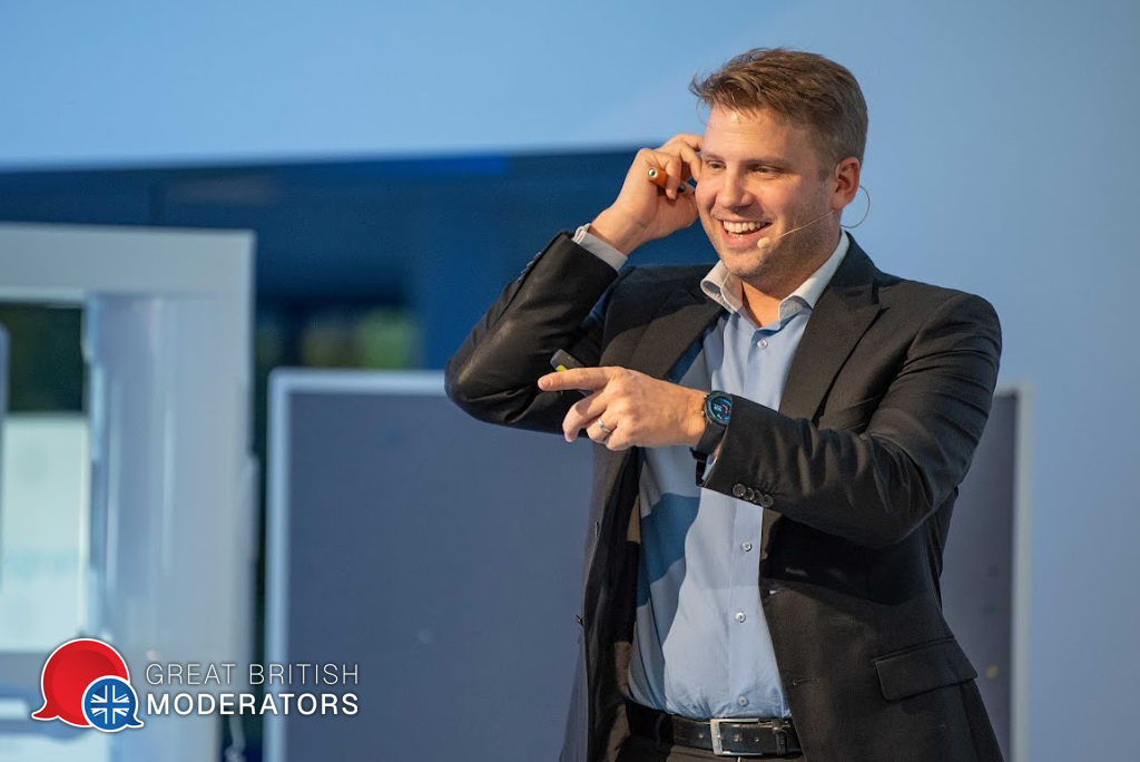 Matt Beadle hire English German Berlin Presenter business finance commerce automotive Moderator Facilitator MC Host book at official agent Great British Moderators